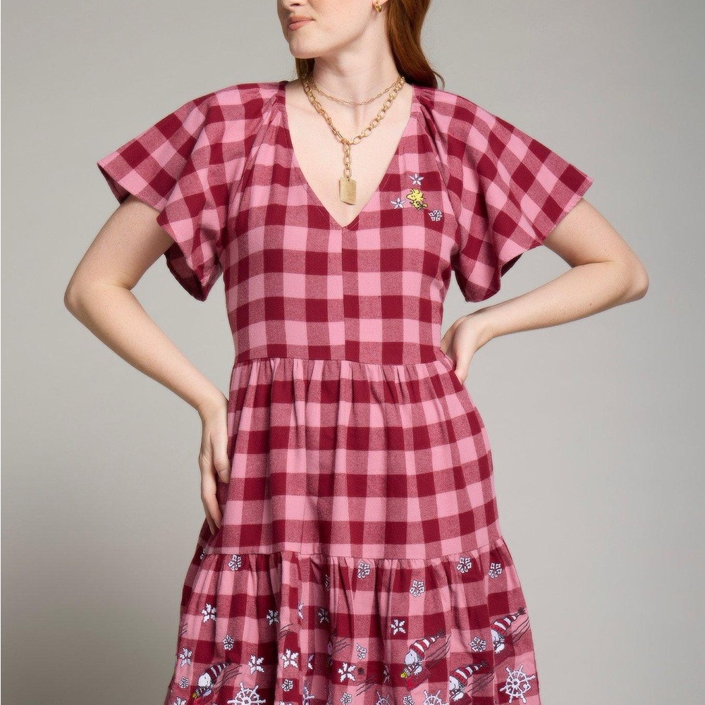 Snoopy and Woodstock Red Checkered Dress
